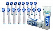 Set von 16 Stück Ersatzköpfe NK08 Zahnbürste Braun Oral-B Precision Clean Zahncreme + PRESENT ORAL-B